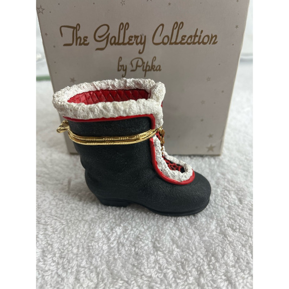 Pipka Gallery Collection #40032 Teddy Bear Santa Boot Trinket Box Christmas 3" - Picture 8 of 10
